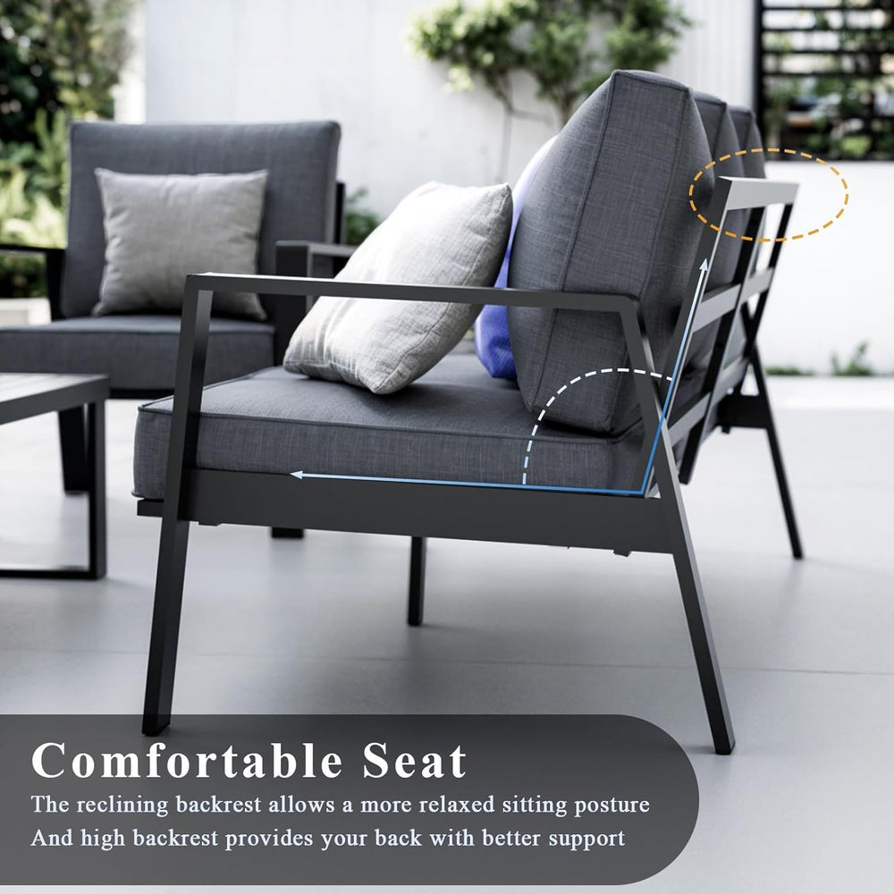 Outdoor Couch 3-Seat All-Weather Metal Outdoor Sofa, Oversized Patio Couch, A...