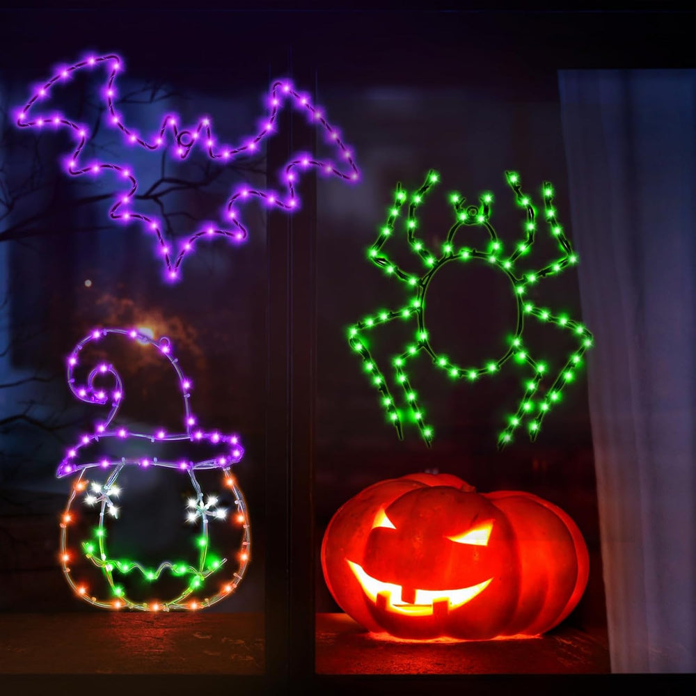 Halloween Window Lights, 3 Pack LED Waterproof Timer Indoor Decor