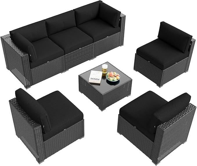 Aoxun Patio Furniture Set, 7 Piece Outdoor Sectional Sofas with Waterproof Co...