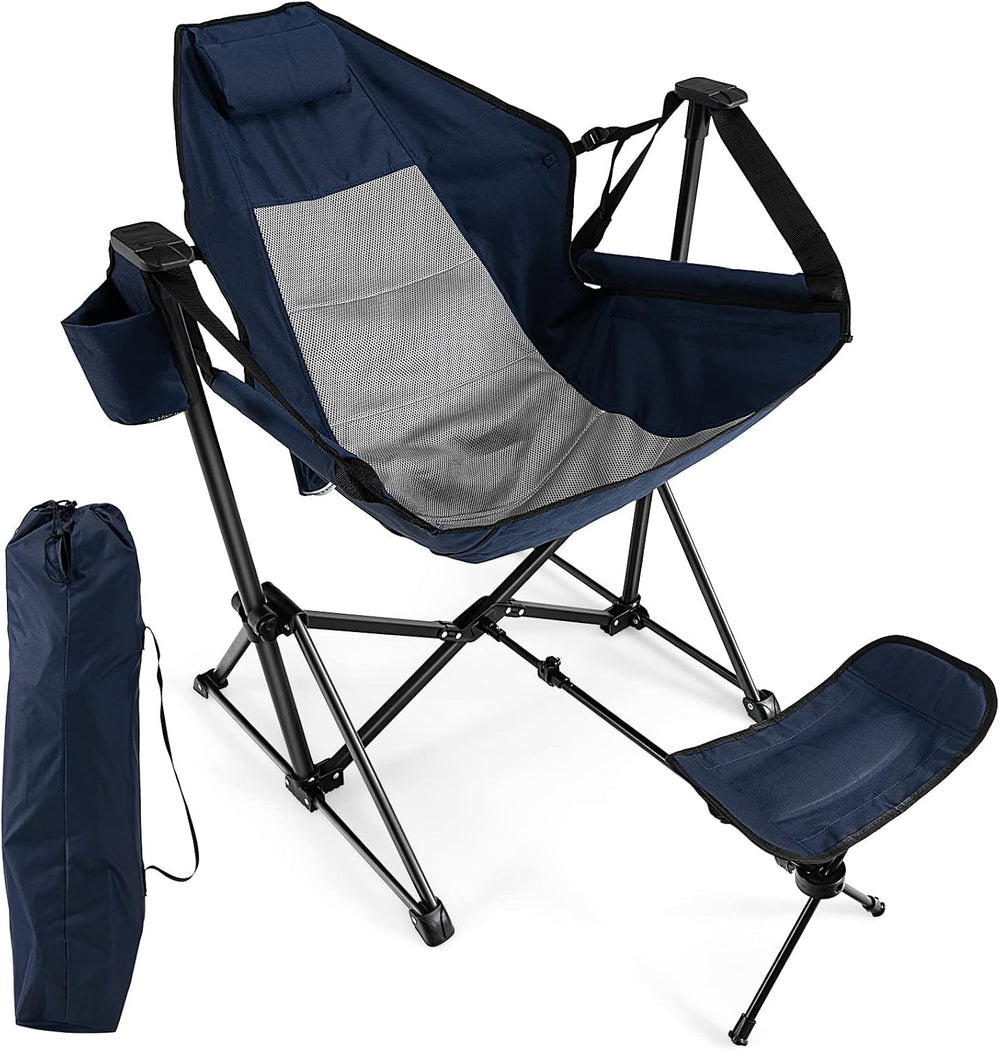 GIANTEX Outdoor Hammock Camping Chair - Rocking Chair with Removable Footrest...