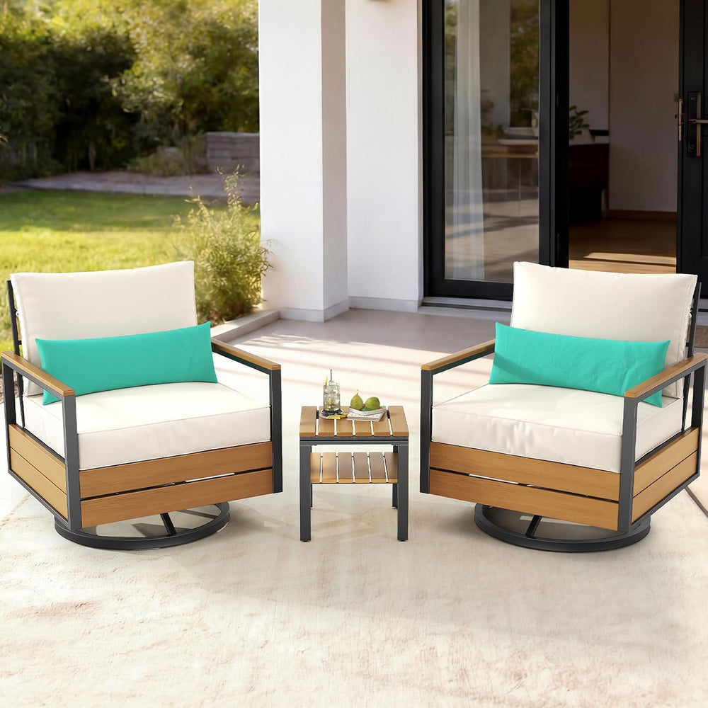 Sikaic 3 Piece Patio Bistro Set, Outdoor Furniture Set, White