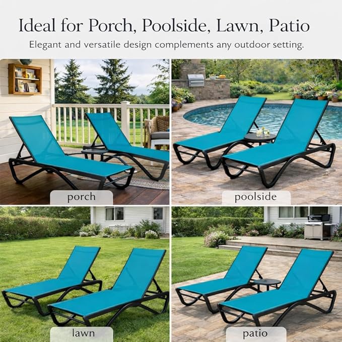 Kozyard Outdoor Chaise Lounge Chair, Full Aluminum Frame, Adjustable Reclinin...