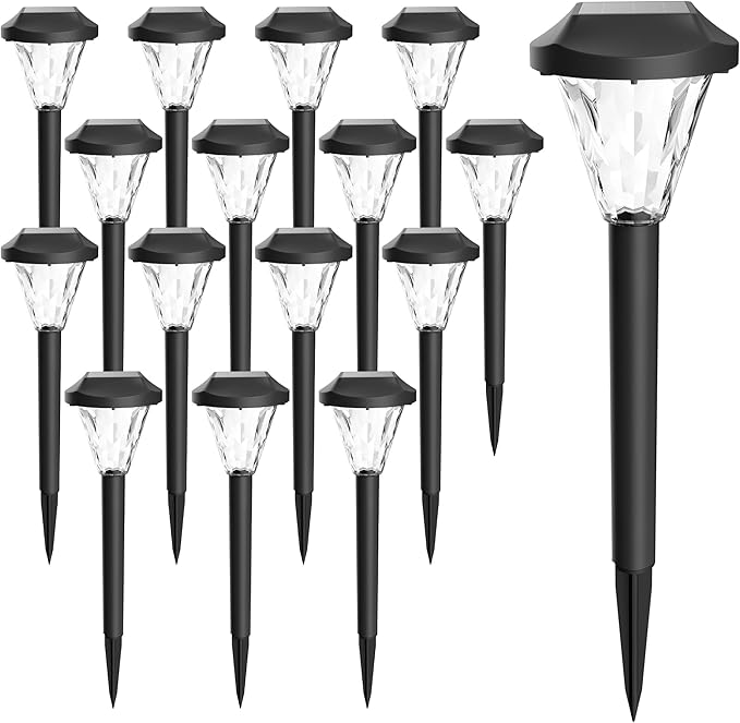 GIGALUMI 16 Pack Solar Lights Outdoor Waterproof, Outdoor Solar Lights for Ya...