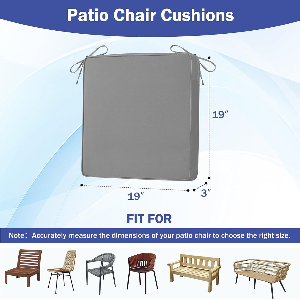 IASEAHK Patio Chair Cushions, 19" x 19" x 3" Outdoor Chair Cus...