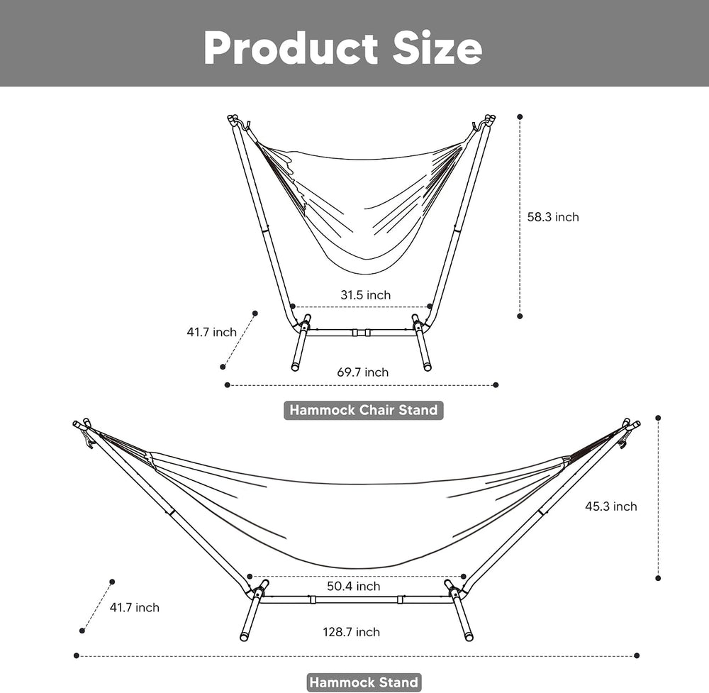 SUNCREAT 2-in-1 Convertible Backyard Fabric Hammock with Stand, Gray
