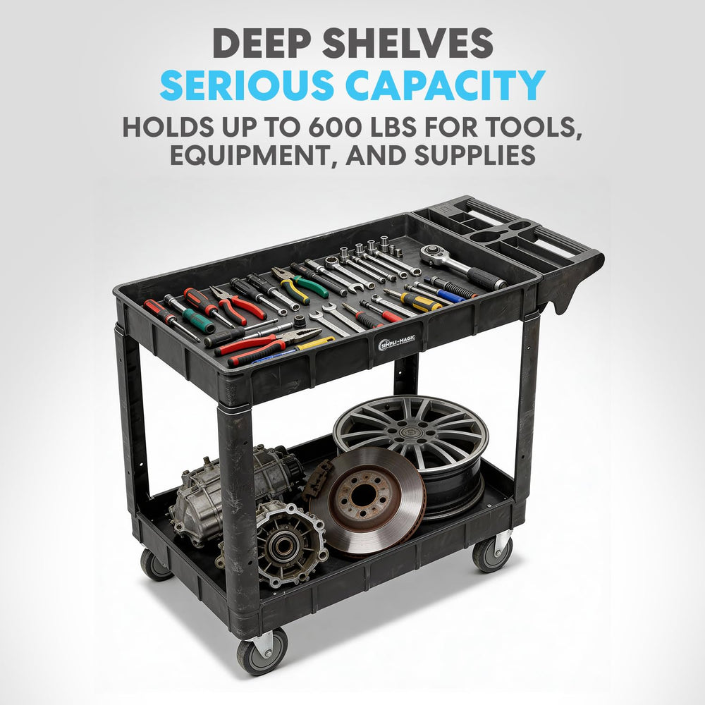 Simpli-Magic Rolling Utility Cart on Wheels, Heavy Duty with Ergonomic Handle...