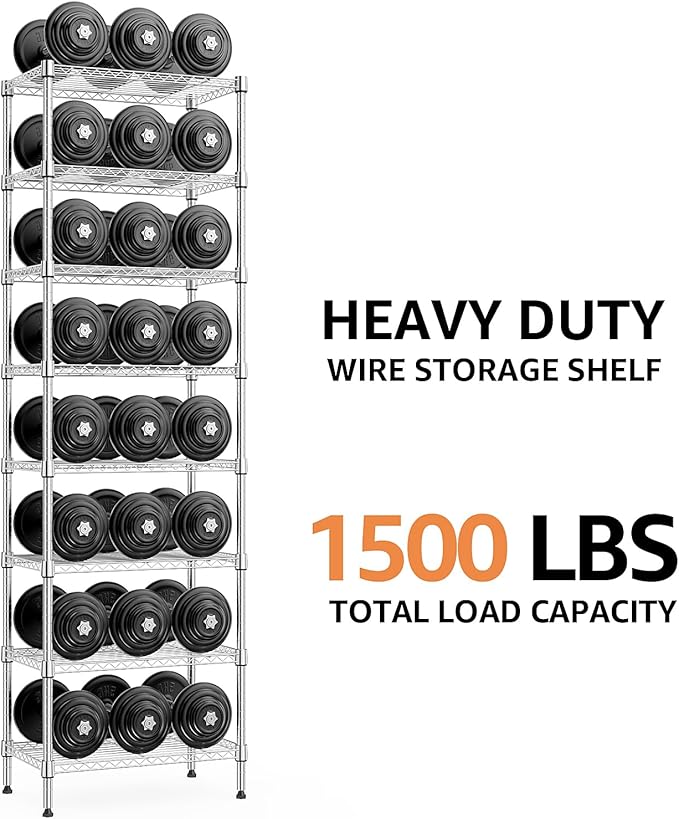 8 Tier 2000 lbs Storage Rack Metal Wire Shelving Unit, Storage Standing Shelf...