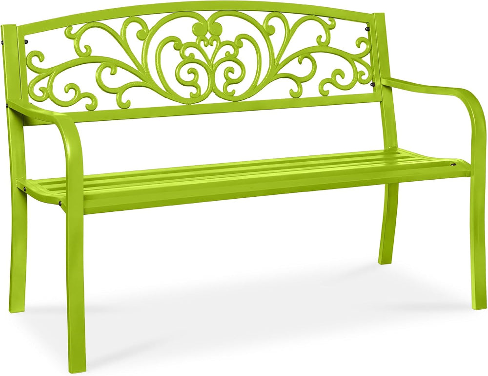 Best Choice Products Outdoor Bench Steel Garden Patio Porch Furniture for Law...