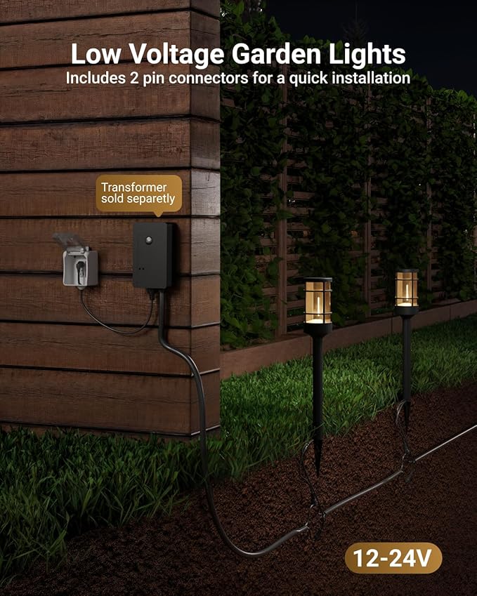 Sunco 6 Pack Low Voltage Garden Pathway Lights, LED Landscape Pathway Lightin...