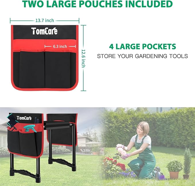 TomCare Garden Kneeler and Seat 10.64” Wider Larger Soft Kneeling Pad Garden ...