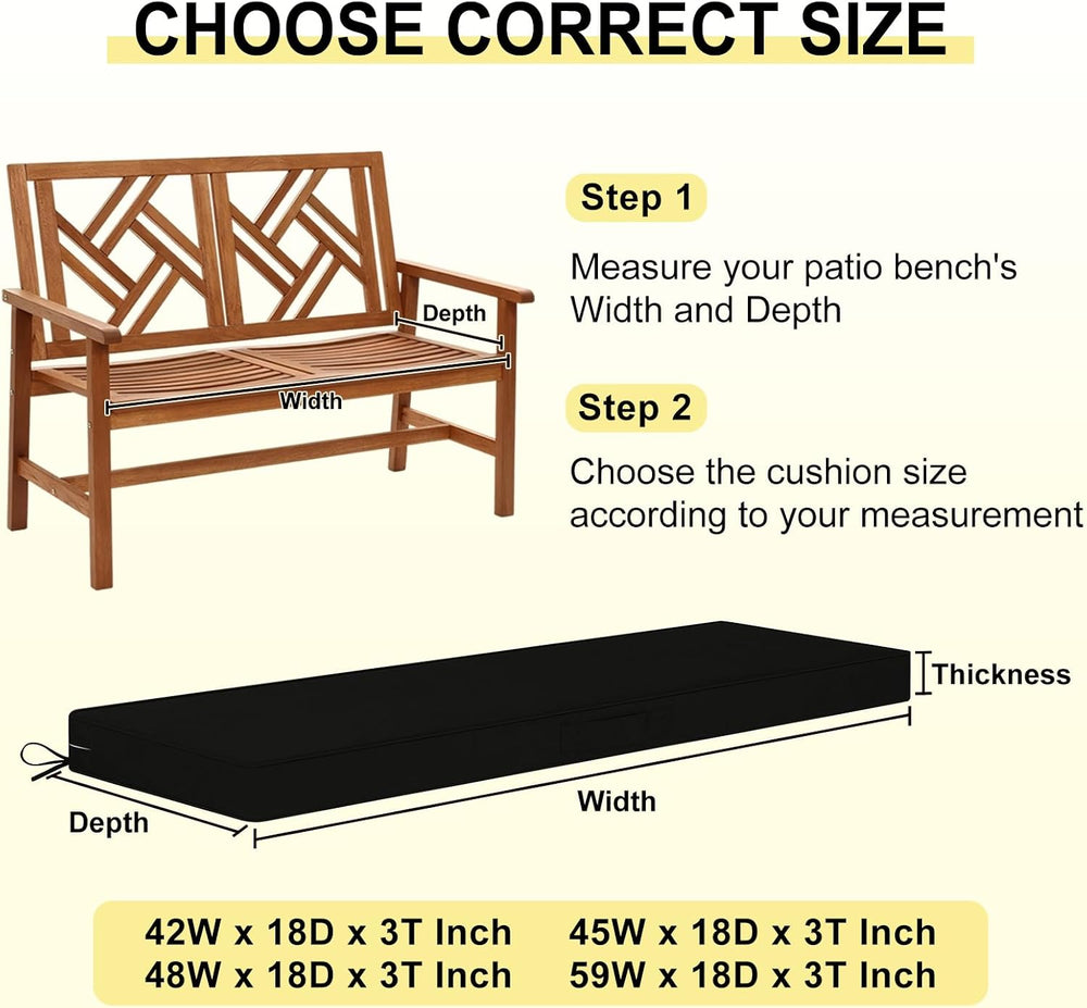 downluxe Outdoor Bench Cushion Waterproof, 48 x 18 Inch Patio Furniture Cushi...