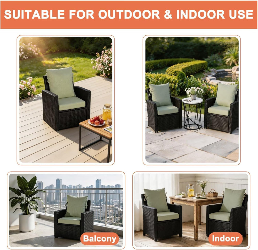 Outdoor Deep Seat Cushions Set of 2, 20x20 Inch, Sage Green