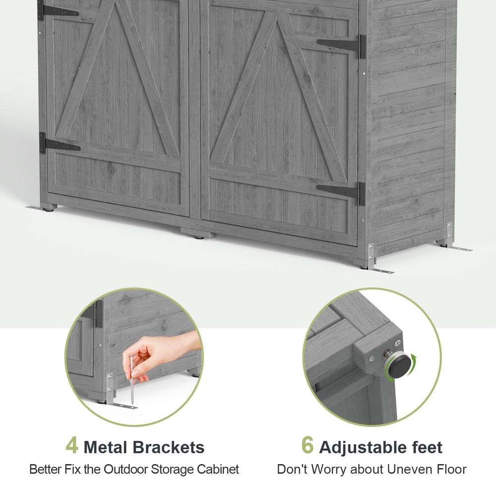 Gizoon Outdoor Cabinet, Waterproof Roof, Double Lockable Wooden Shed