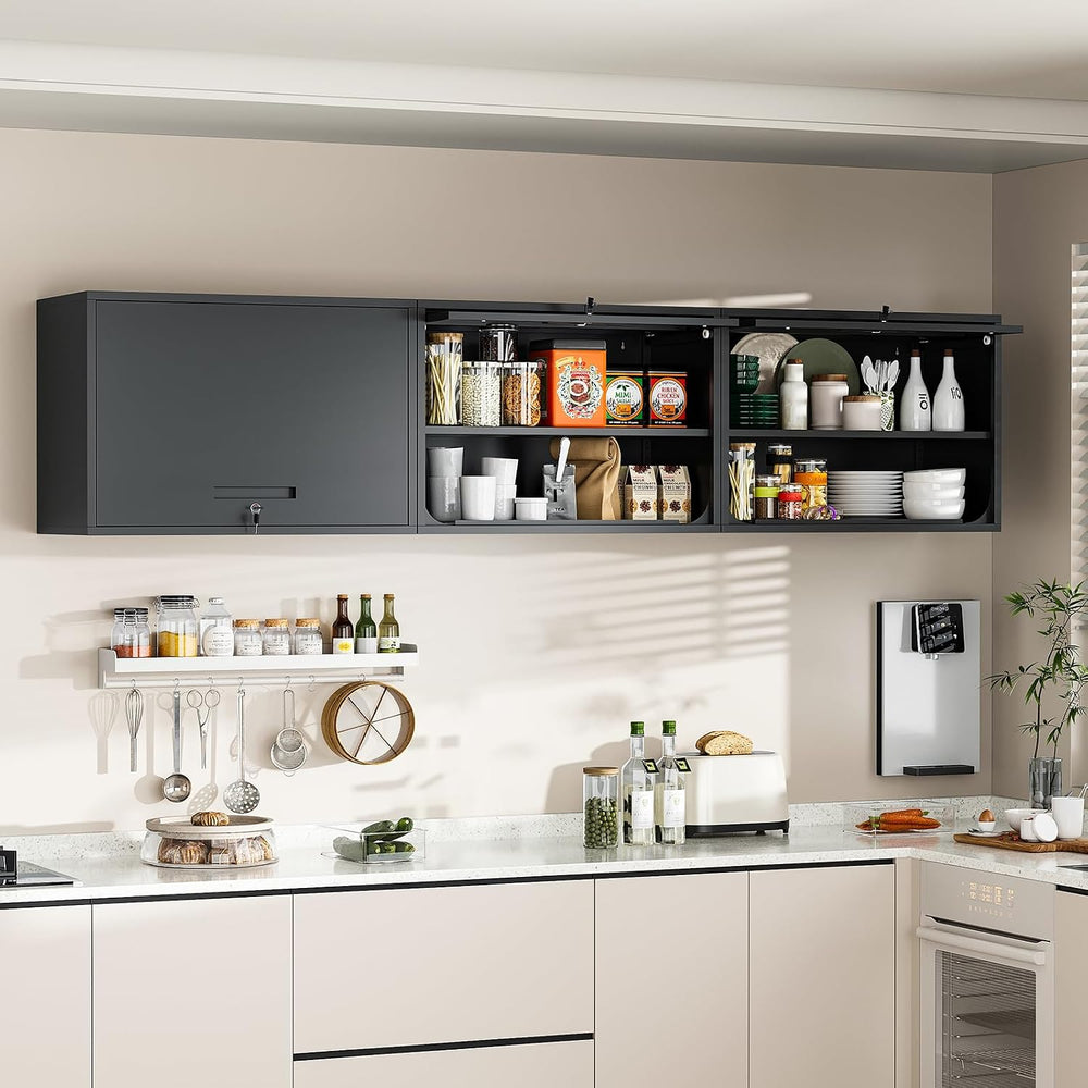 Metal Wall Cabinet with Locking Door and Shelf, Hanging Garage Cabinets with ...