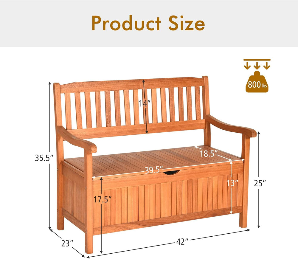 S AFSTAR Outdoor Patio Bench with Storage Box, 33 Gallon Storage Bench Deck B...