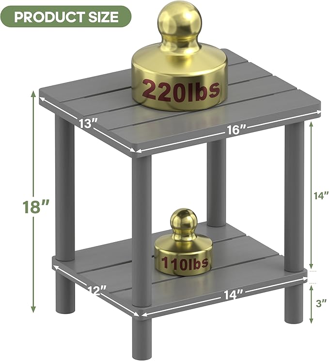 Outdoor Side Table, 2-Tier Small Outdoor Table for Patio, Adirondack Side Tab...
