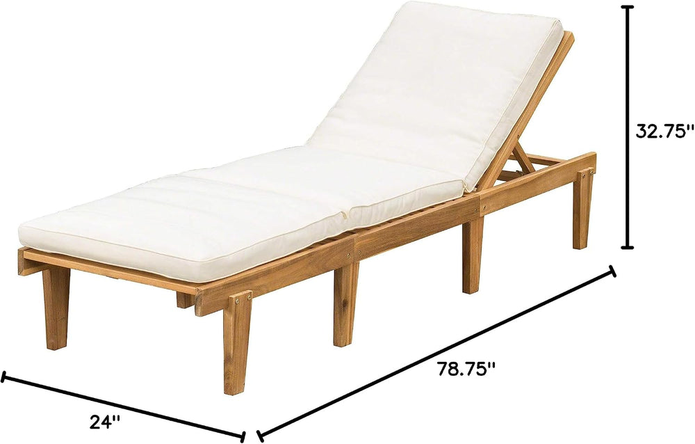 Christopher Knight Home Ariana Acacia Wood Chaise Lounge with Cushion, Teak F...