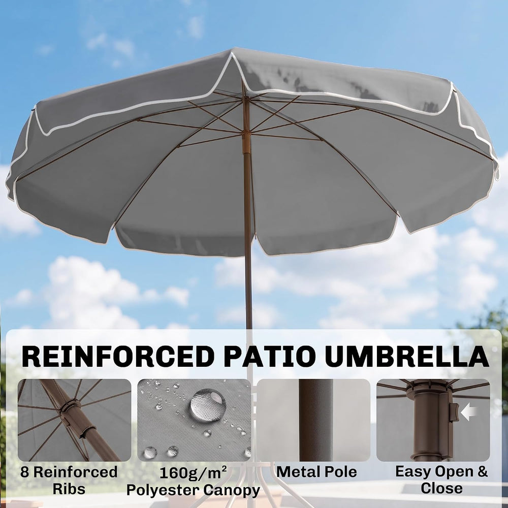 Outsunny 6 Piece Outdoor Patio Dining Set for 4 with Umbrella Gray
