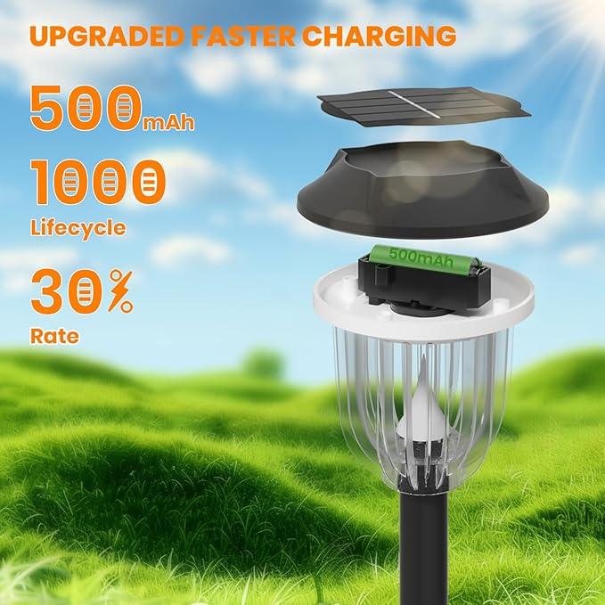 AOSEA LED Solar Lights for Outside,12000K 6 Pack Solar Lights Outdoor IP65 Wa...