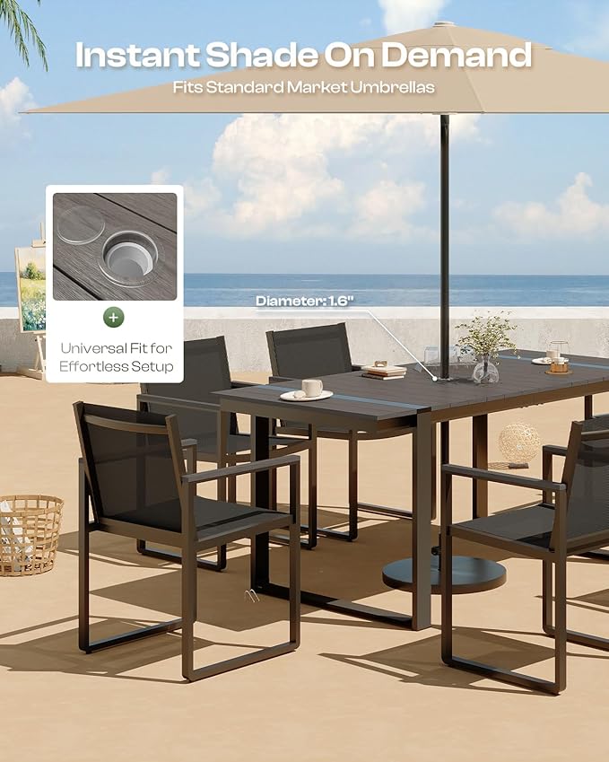 Outdoor Table and Chairs of 4, Patio Dining Sets, HDPS + Aluminum Outdoor Fur...