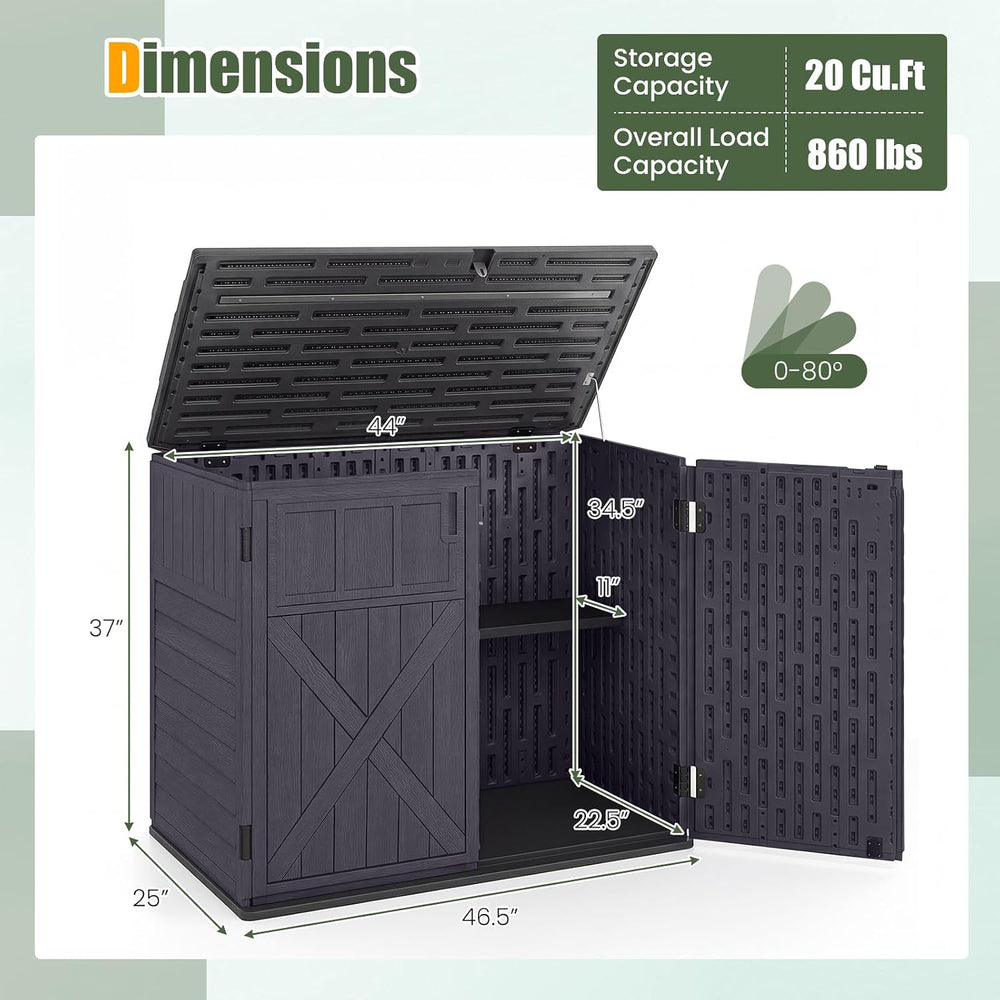 DREAMADE Horizontal Outdoor Storage Cabinet, 20 Cu.Ft Resin Shed, Brown
