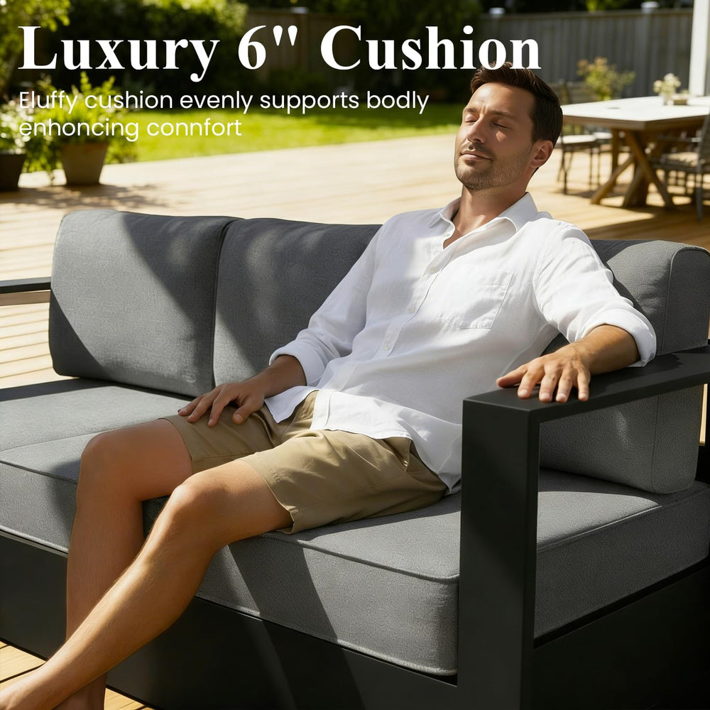 LayinSun 4 Piece Oversized Aluminum Outdoor Furniture Set with Coffee Table