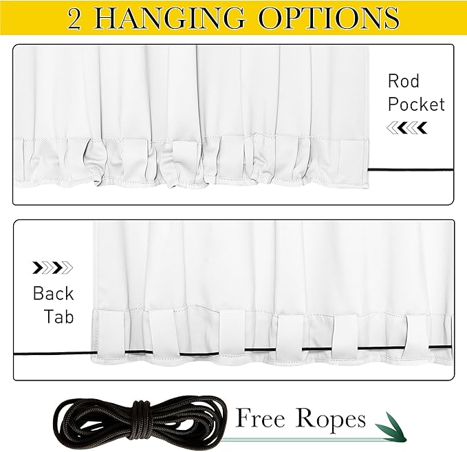 NICETOWN 2 Panels Weighted Blackout Outdoor Curtains for Patio Waterproof, Gr...