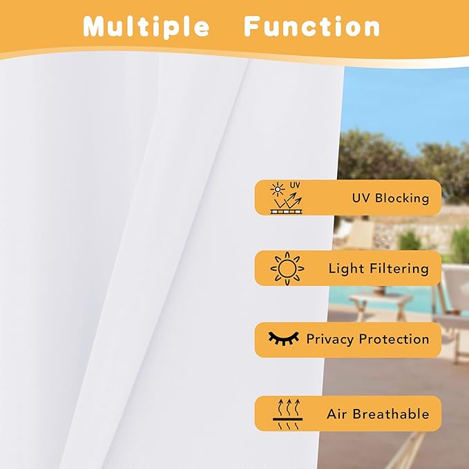 HolidayIdeas Outdoor Curtains for Patio Waterproof, 2 Panels - 84 x 84 Inch -...