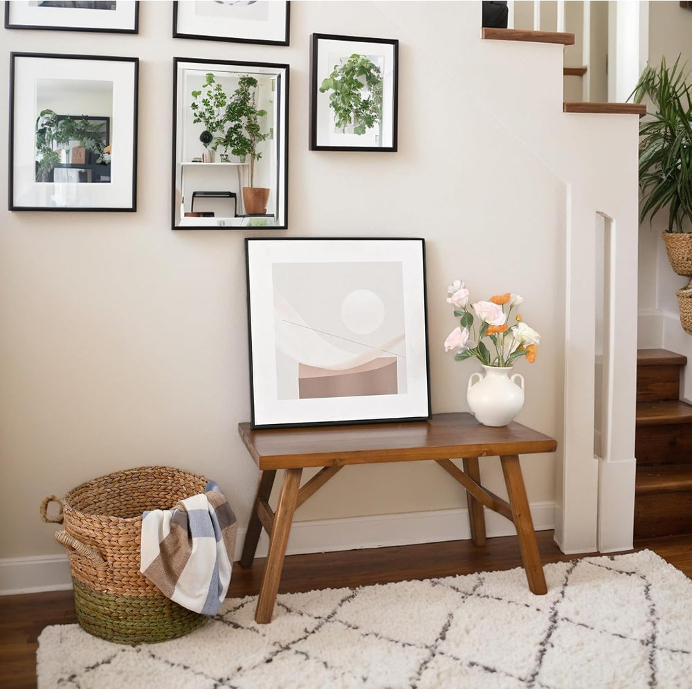 SwallowLiving Handcrafted Solid Wood Bench, 30" - Farmhouse-Style Entryw...