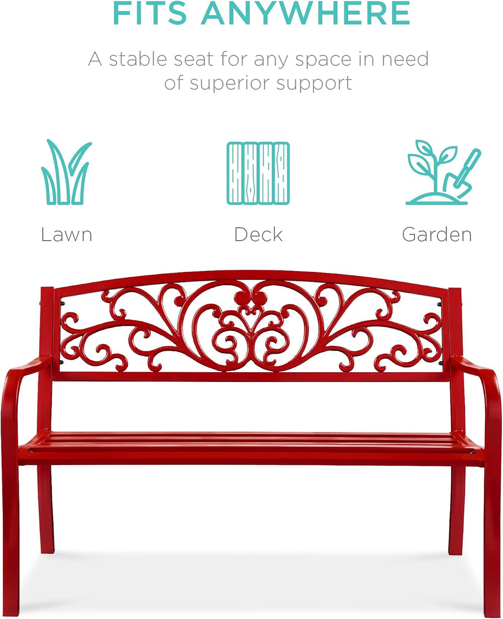 Best Choice Products Outdoor Bench Steel Garden Patio Porch Furniture for Law...