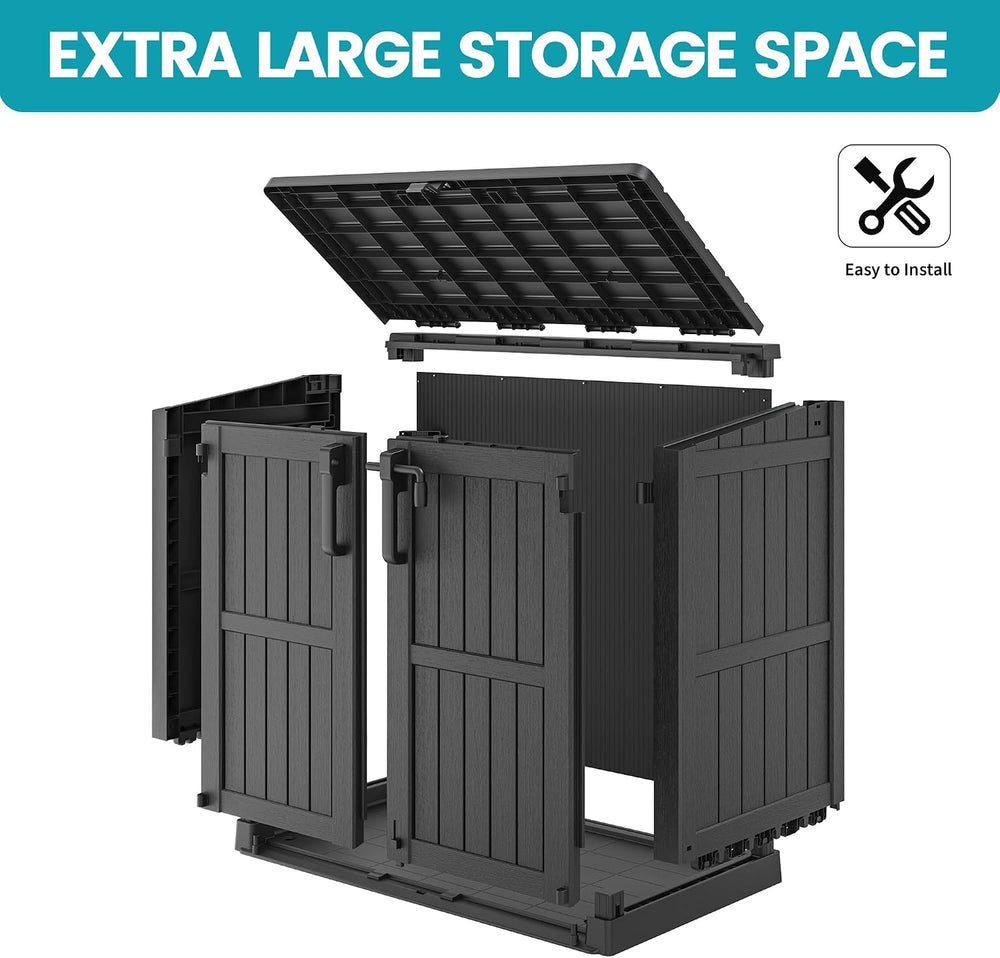Horizontal Outdoor Storage Shed 36 Cu Ft with Lockable Doors, Portable Outdoo...