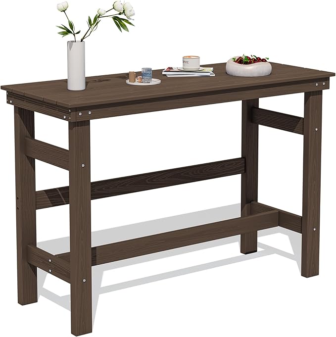 SERWALL 41" Outdoor Bar Table, HDPE Patio Bar Counter Height Table, All Weather Adirondack Outdoor Bar Height Table, Rectangle Patio Bar Table for Outside, Garden, Backyard, Balcony, Poolside, Coffee