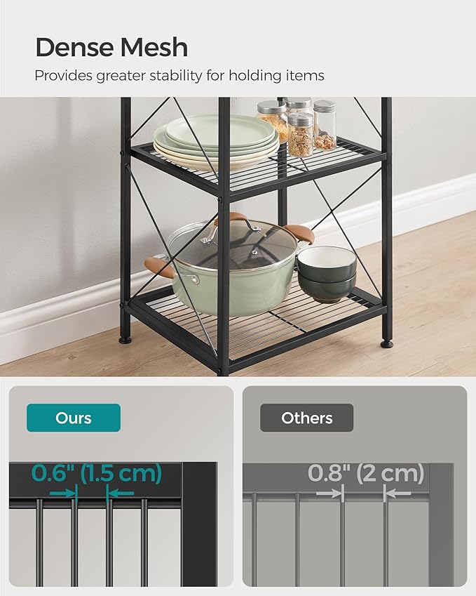 SONGMICS 5-Tier Metal Storage Rack, Shelving Unit with X Side Frames, Dense M...