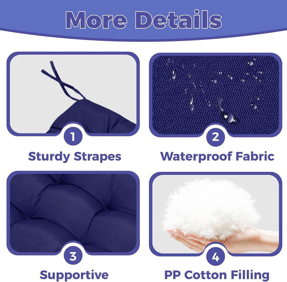 Indoor/Outdoor Bench Cushions Navy Blue Wateproof Tufted Loveseat Cushion