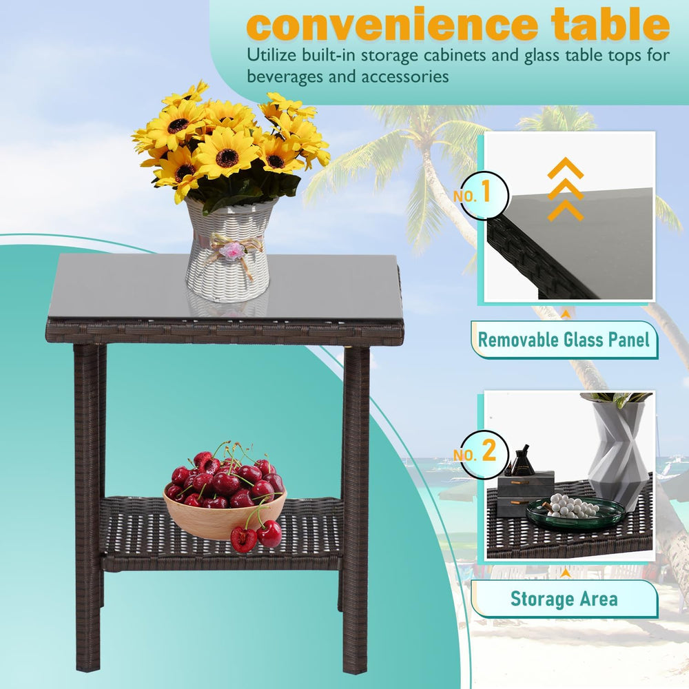 PayLessHere Set of 3 Outdoor Furniture Set Patio Furniture Set Brown Conversa...