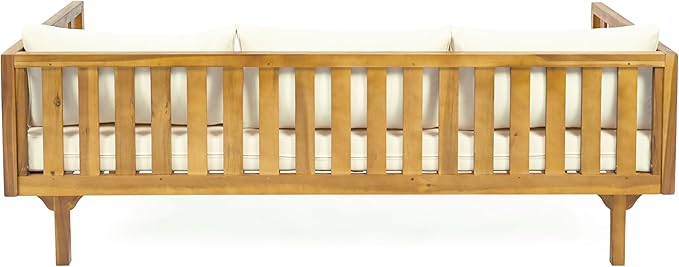 Christopher Knight Home Claremont Outdoor 3 Seater Acacia Wood Daybed with Fa...