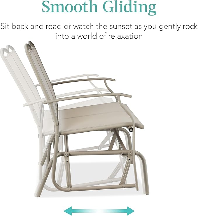 Best Choice Products 2-Person Outdoor Patio Swing Glider Steel Bench Loveseat...