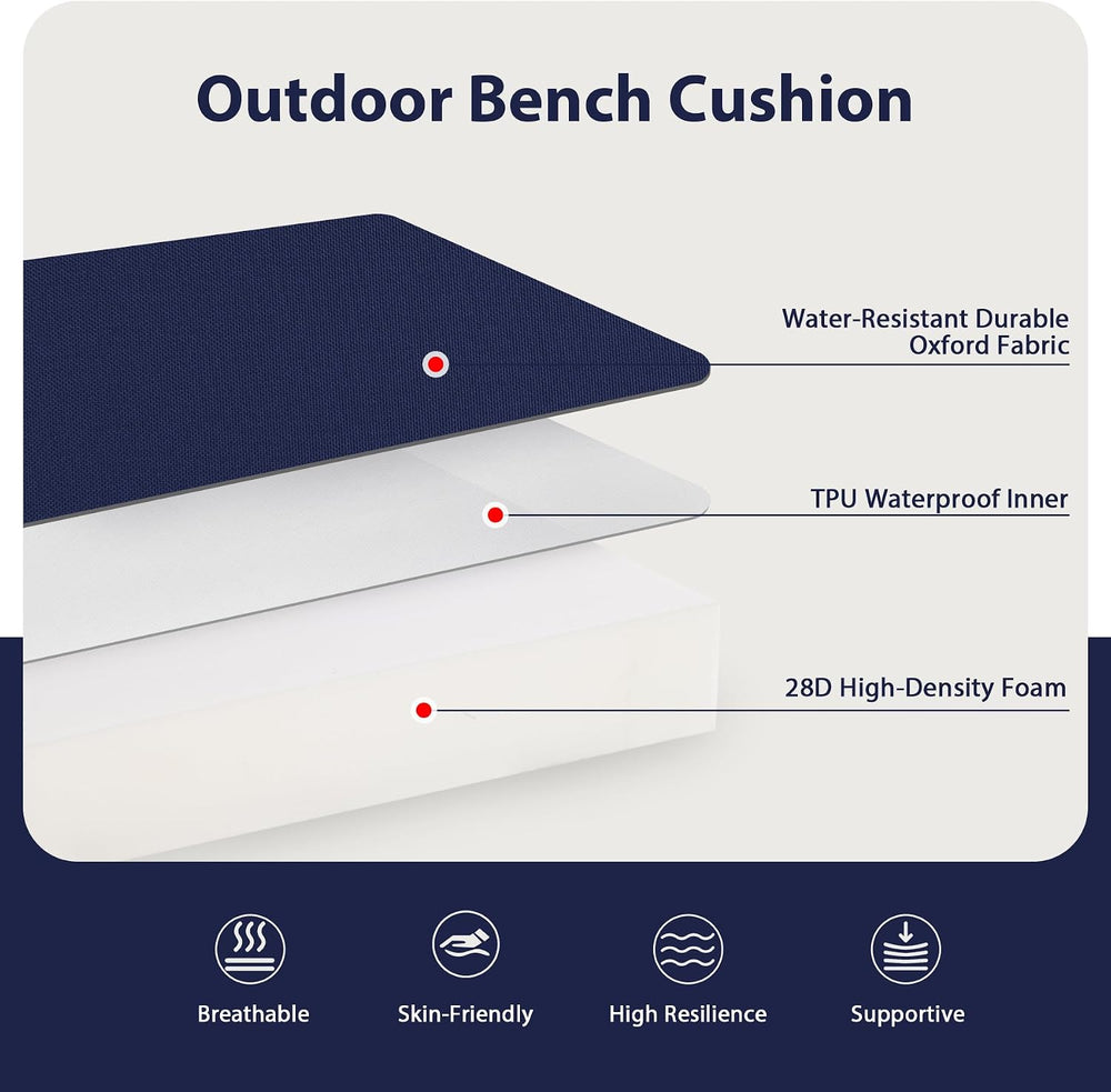 Favoyard Outdoor Bench Cushion, 42 x 18 Inch, Blue