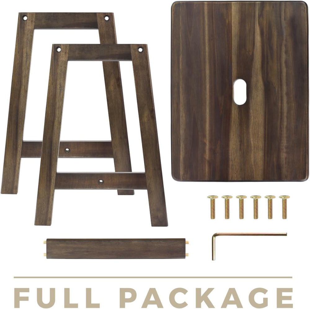 Acacia Wood Stool - Rectangular (16.7" D x 13" W x 17.7" H) - ...