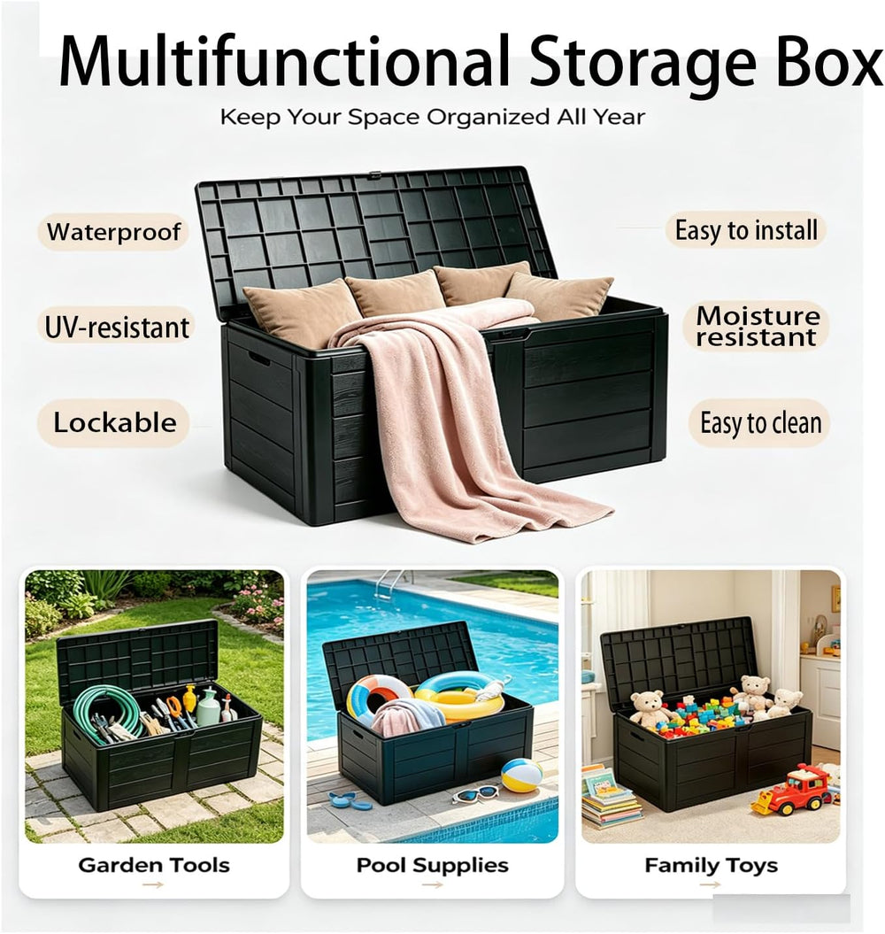 Outdoor Storage Box 70gallon Waterproof Deck Boxes for Furniture & Tool Box
