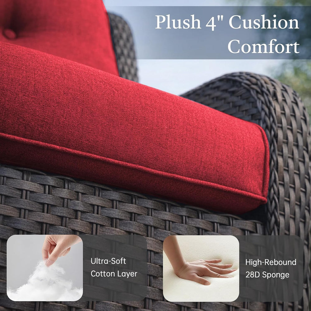6 Piece Patio Furniture Set with Ottoman - All Weather Patio Conversation Set...
