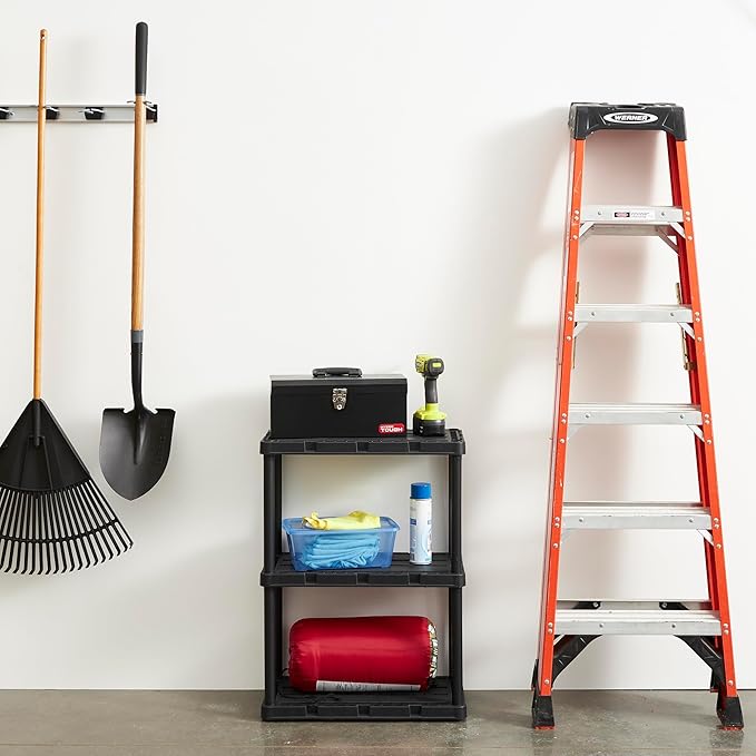 Gracious Living 4 Pack Light Duty Storage Shelves, Knect-A-Shelf 3-Shelf Vent...