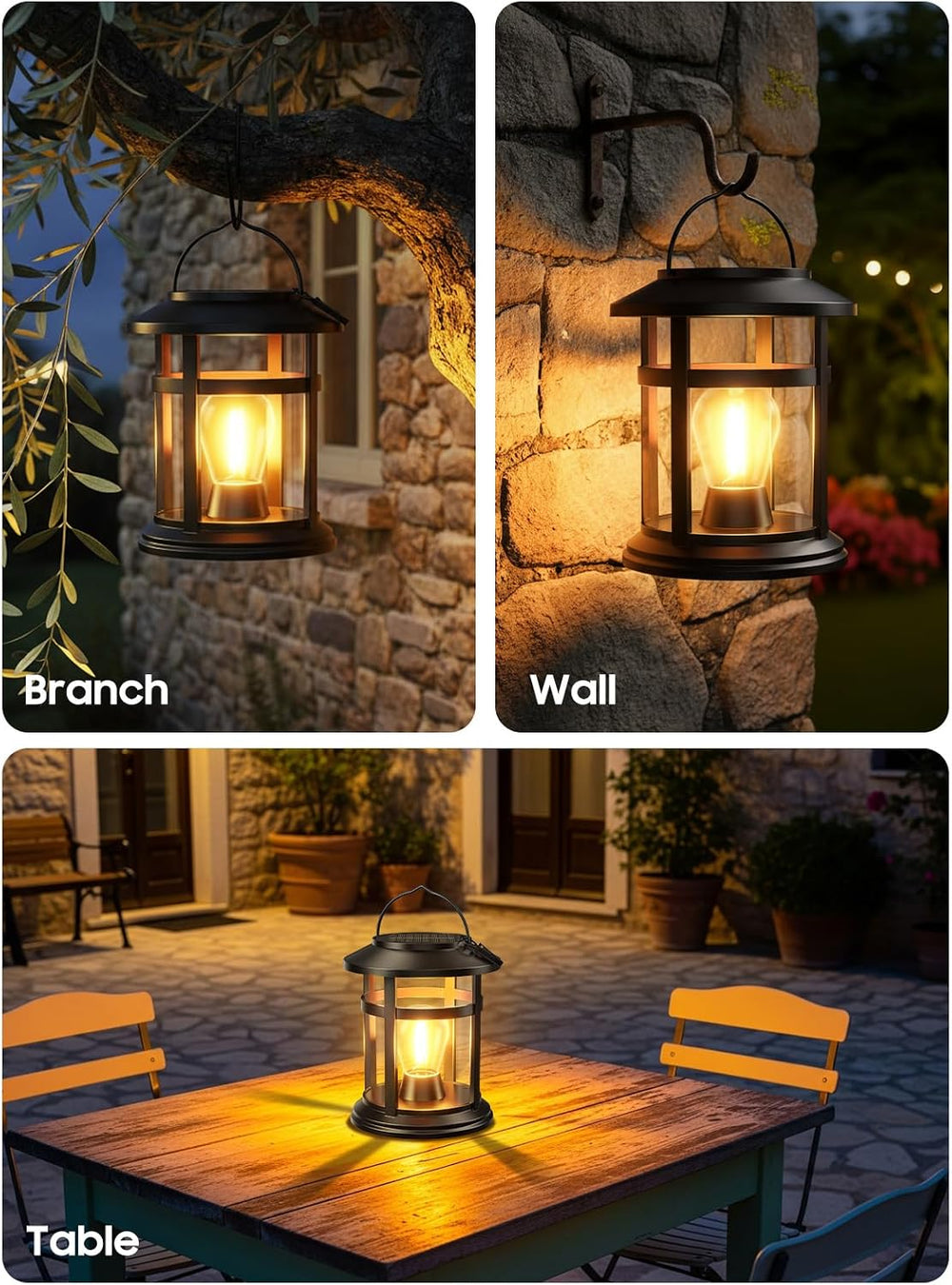 Solar Lantern Outdoor Waterproof, 2 Pack Bright Hanging Solar Lights for Outs...