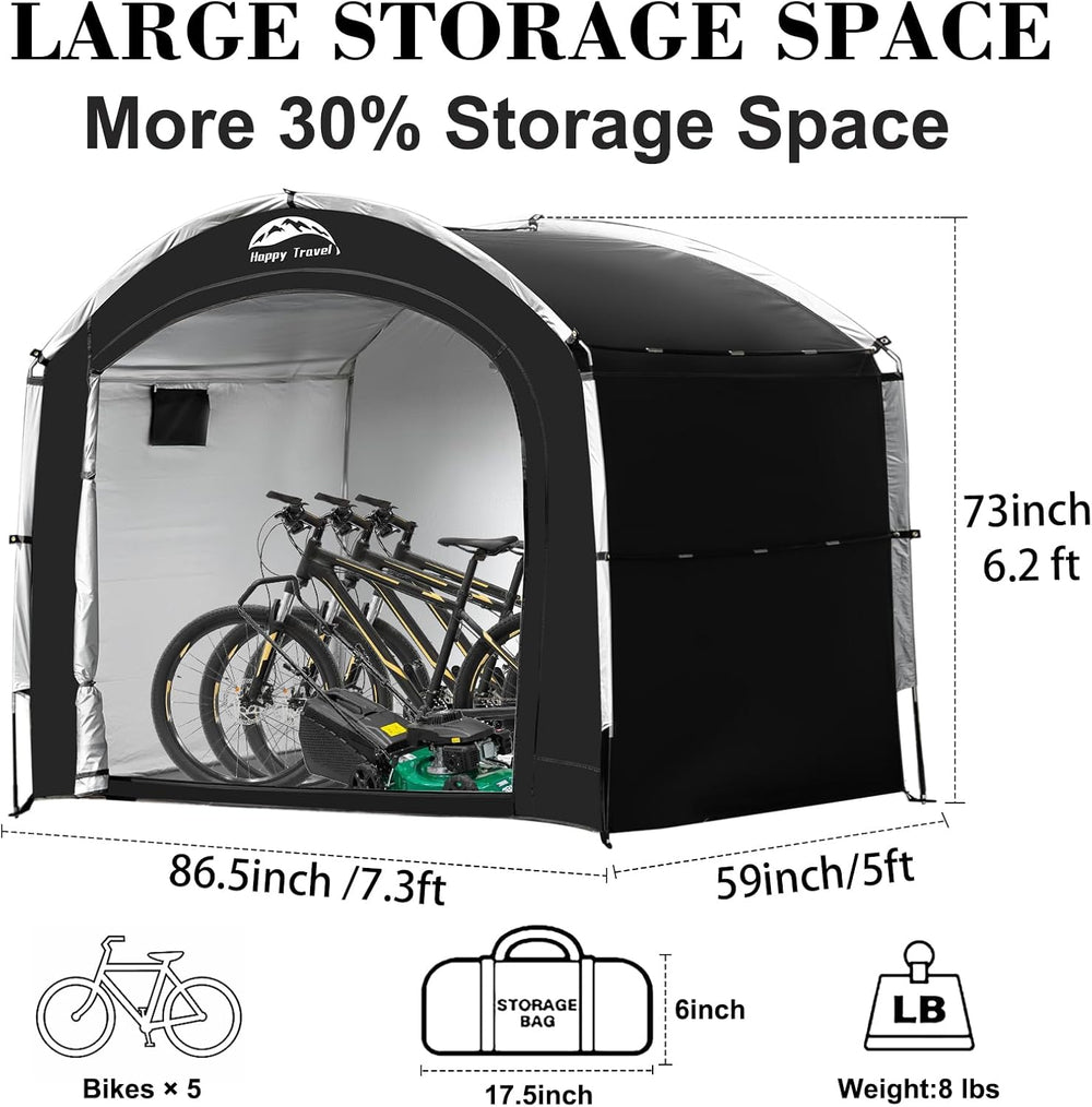 Happy Travel Outdoor Waterproof Bike Storage Tent Shed for 2/3/4/6/8 Bikes