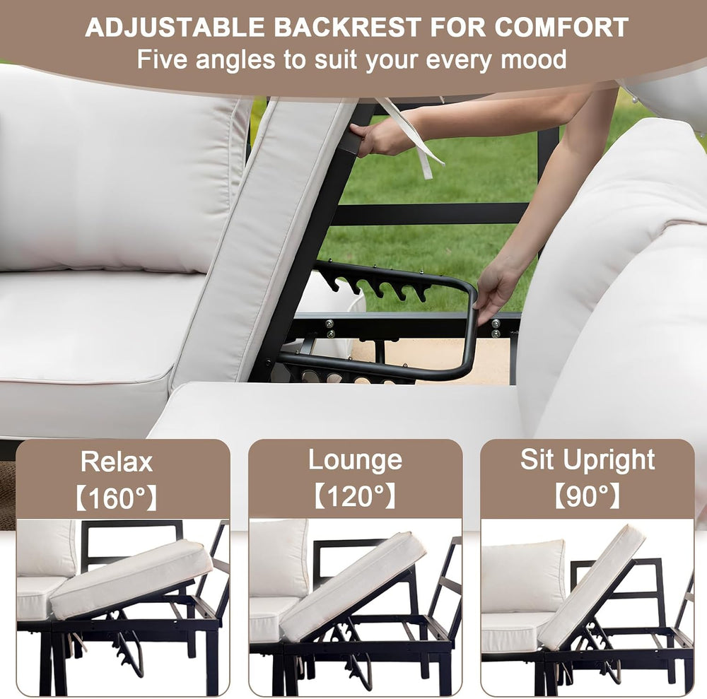 5-Person Outdoor Patio Furniture Set, Durable Metal Frame Outdoor Sectional w...