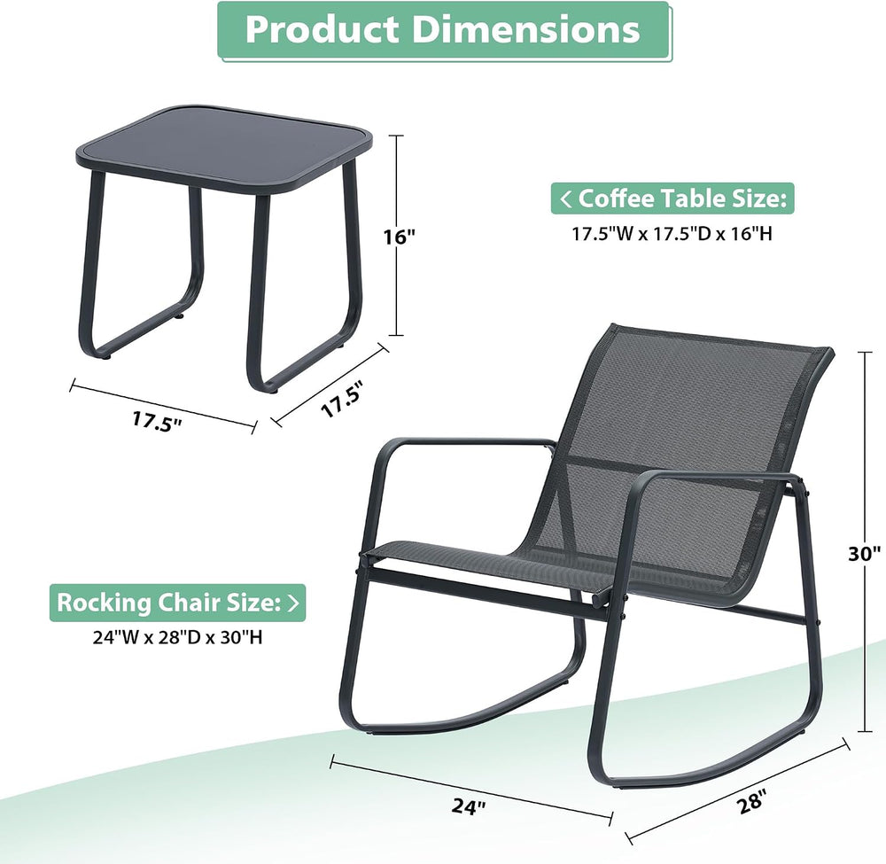 Ainfox 3 Piece Patio Furniture Set, All Weather Textile Outdoor Conversation ...