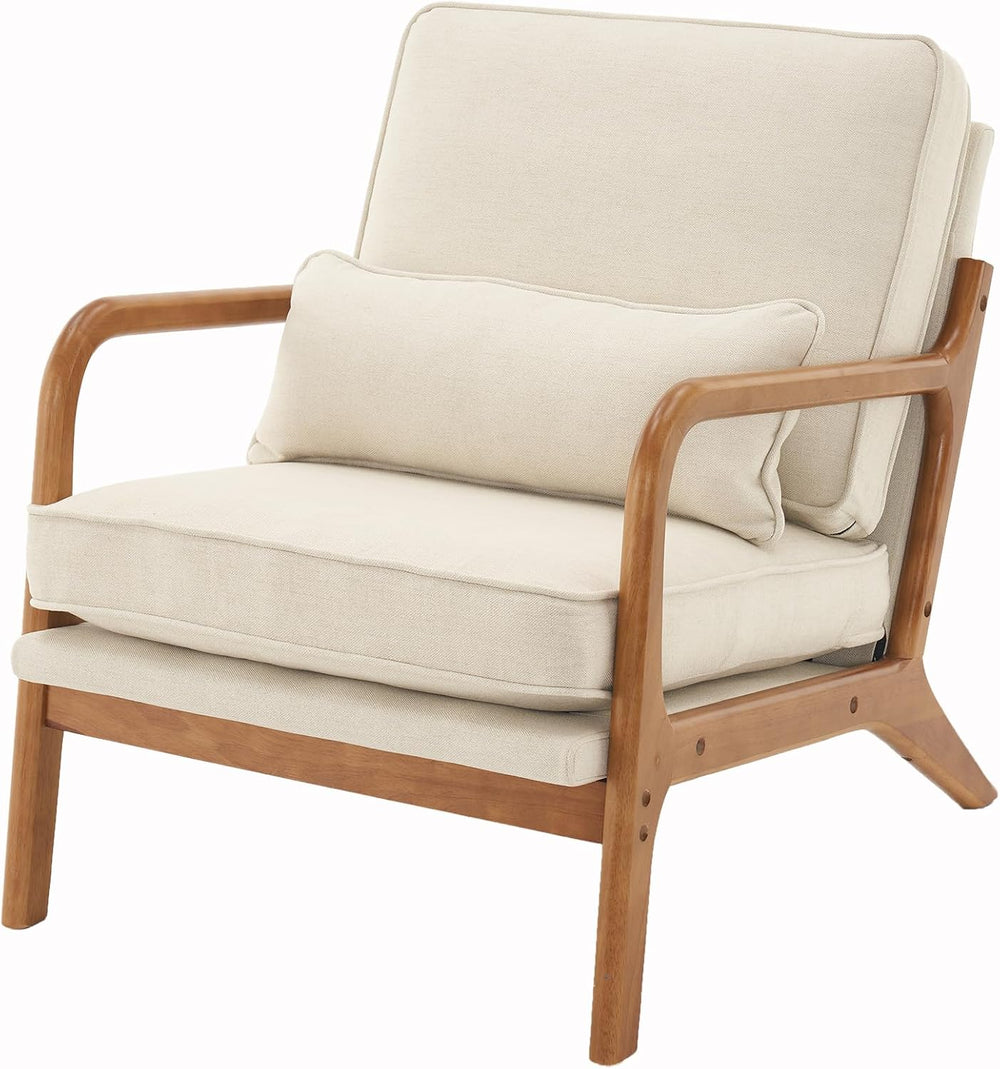 Karl home Mid-Century Modern Accent Reading Chair, Beige