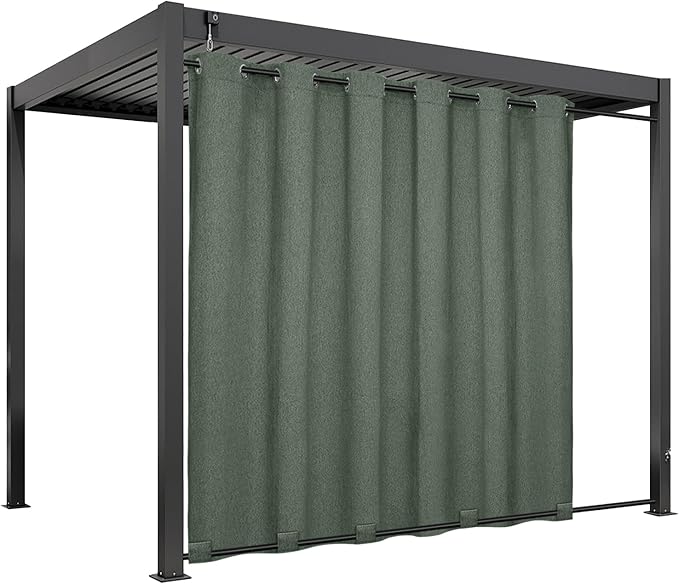 Easy-Going Linen Look Outdoor Curtains Waterproof Windproof Porch Curtains, S...