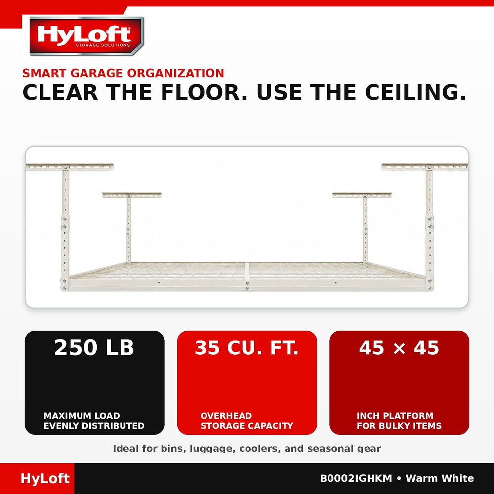 HyLoft Overhead adjustable Garage Storage Rack,Heavy Duty Steel Garage Storag...