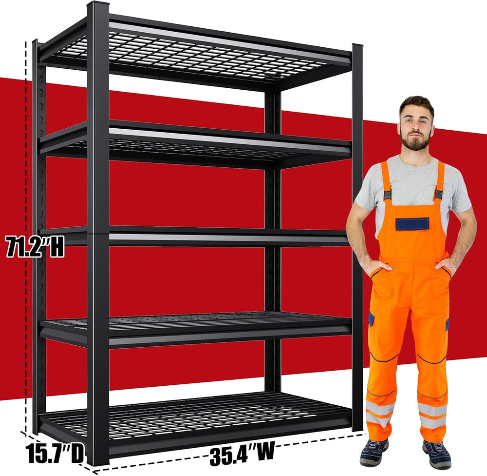 71"Hx35"Wx16"D Wire Garage Shelving-2500LBS 5 Tier Storage She...